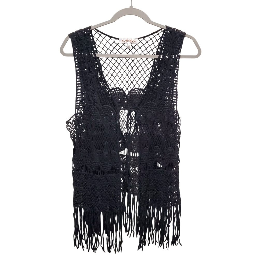 Kontrol Contemporary Black Crochet Vest